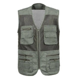 Mens Quick Drying Vests Fahsion Multi Pockets Mens Breathable Cargo Vest Men Fishing Work Sleeveless Vest Jacket Plus Size