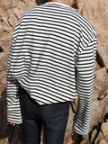 Long Sleeve T-shirts Men Spring Autumn Comfortable Ulzzang Loose Casual Striped Tops All-match Streetwear Trendy Simple Oversize