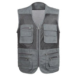 Mens Quick Drying Vests Fahsion Multi Pockets Mens Breathable Cargo Vest Men Fishing Work Sleeveless Vest Jacket Plus Size