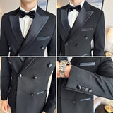 Men's Double-breasted Suit Jackets Slim Fit Luxury Evening Dresses Blazer Formal Wedding Prom Black Elegant Man Suit Coat