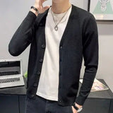 Knit Sweater Male V Neck No Hoodie Men's Clothing Cardigan Elegant Wool Knitwears High Quality Replica Spring Autumn Jumpers Old