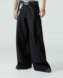 Spring Autumn Long Loose Casual Baggy Flowy Soft Black Pleated Wide Leg Pants Men Luxury Designer Emo Clothing