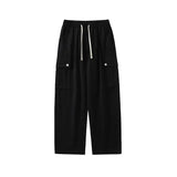 Spring Autumn New Fashion Solid Casual Men's Clothing Elastic Waist Drawstring Pockets Pleated Loose American Style Cargo Pants