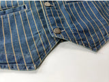 American casual retro denim blue vest washed 100% cotton vertical striped distressed buckle back gentleman camisole vintage