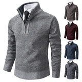 Men's Pullover Autumn And Winter New Knitwear Solid Color With A Bottom Shirt Grab Fleece Warm And Comfortable Sweater