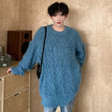 Bead Design Men Pullover Sweaters Korean Stylish Round Collar Solid Color Plush Male Pullovers Chic Spring New