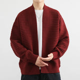 Autumn Winter Men's Casual Cardigan No Button Simple Knitwear Long Sleeve Knit Outerwear Woven Jacket Solid Knitted Coat Male