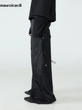 Spring Autumn Long Loose Casual Baggy Black Wide Leg Pants Men with Elastic Waist Luxury Designer Emo Clothing