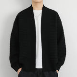 Autumn Winter Men's Casual Cardigan No Button Simple Knitwear Long Sleeve Knit Outerwear Woven Jacket Solid Knitted Coat Male