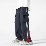 Spring Autumn Fashion Elastic Waist Patchwork Drawstring Men's Clothing American Style Pocket Quick Drying All-match Cargo Pants