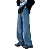 Mens Jeans Pants Classic Fashion Straight Sweatpants Blue Stretch Denim Trousers