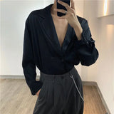 Spring New Deep V-neck Shirt Men Thin Solid Color Korean Style Mens Shirts High-end Design Double-breasted Long Sleeve Shirt