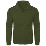 Men's casual sports zipper stand collar hoodie coat men's solid color cardigan