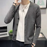 Knit Sweater Male V Neck No Hoodie Men's Clothing Cardigan Elegant Wool Knitwears High Quality Replica Spring Autumn Jumpers Old