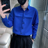 KPOP Fashion Style Harajuku Slim Fit Tops Loose All Match Casual Shirt Outerwear Stand Collar Solid Button Long Sleeve Blusa