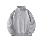 Men's Clean Fit Hoodies Coat Solid Stand Collar Half Zipper Neck Oversized Pullovers Stylish Students College Clothes