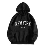 Men Women New York U.S.A City Hoodies Fashion Letter Printed Graphic Sweatshirts Loose Casual Harajuku Hooded Pullover Sportwear