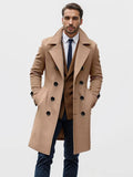 Men's autumn and winter new collection men's coat casual fashion double breasted mid length men's top coat