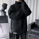 Solid Color Men's Knit Sweater Korean Popular Clothes Knitwear Thick Y2k Original New in Sweatshirt Loose Fit Top Pullovers Male