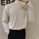 Turtleneck Men's T-shirts Long Sleeve Solid Color Pullover Slim Fleece Male Tees  Winter Korean Trendy Style