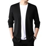 Autumn and Winter Men's Clothing Men's Knitted Cardigan V-neck Solid Casual Cardigan