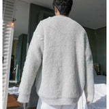 Sweaters Men Korean Thicken Warm Knitting Autumn Winter Loose Casual Mohair Long Sleeve Pullovers Streetwear