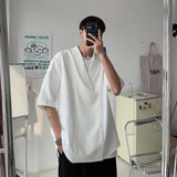 Summer Black White Pullover Shirt Men Fashion Oversized Casual Shirt Men Korean Loose Short Sleeve Shirts Mens Dress Shirt XS