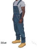 Mens Jeans Overalls Men Pockets Casual Loose Long Denim Pants Slim Splice Straight Rompers Autumn Plus Size Long Jeans Men