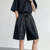 Summer Suit Shorts Men Fashion Social Mens Dress Shorts Korean Loose Black Ice Silk Shorts Mens Office Formal Shorts M-2XL