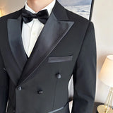 Men's Double-breasted Suit Jackets Slim Fit Luxury Evening Dresses Blazer Formal Wedding Prom Black Elegant Man Suit Coat