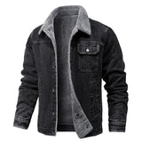 Men's Winter Jacket Fashion Men's Lapel Sherpa Fleece Lined Thicken Denim Jean Trucker Jacke Men Jeans Coats Clothing 5XL