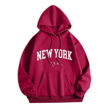 Men Women New York U.S.A City Hoodies Fashion Letter Printed Graphic Sweatshirts Loose Casual Harajuku Hooded Pullover Sportwear