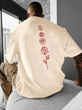 Men's Summer Loose Fit  100 Cotton Rose pattern Print T-shirt Tops