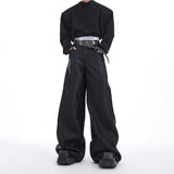 Spring Autumn Long Loose Casual Glossy Baggy Flowy Soft Black Wide Leg Pants Men Luxury Designer Emo Clothing