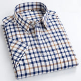 New in shirt hight qulity100%cotton summer short sleeve shirts for men slim fit Casual shirt thin plaid tops soft office clothes