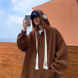 Autumn Winter New Fashion Hoodies Long Sleeve Drawstring Solid Sweatshirts Men's Clothing All-match Pocket Korean Loose Chic Top