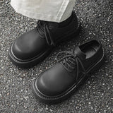 Men's PU Leather Shoes Lace-up Contrast Color Versatile Trendy Male Height Increasing Shoe Spring Chic