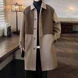 Mens Trench Coat Contrast Business Casual Cape Coat Autumn Streetwear Fashion Korean Commuter Long Coat Men'S Clothing 