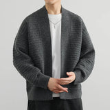 Autumn Winter Men's Casual Cardigan No Button Simple Knitwear Long Sleeve Knit Outerwear Woven Jacket Solid Knitted Coat Male