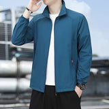 Elegant Fashion Harajuku Slim Fit Ropa Hombre Loose Casual All Match Tops Solid Zipper O Neck Cardigan Long Sleeve Outerwear