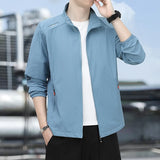 Elegant Fashion Harajuku Slim Fit Ropa Hombre Loose Casual All Match Tops Solid Zipper O Neck Cardigan Long Sleeve Outerwear