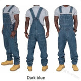 Mens Jeans Overalls Men Pockets Casual Loose Long Denim Pants Slim Splice Straight Rompers Autumn Plus Size Long Jeans Men