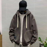 Sweatshirt for Men Sports Male Clothes Black Hooded Hoodies Full Zip Up Y2k Vintage No Brand One Piece Sweat Shirt Winter 90s S