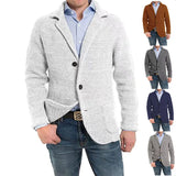 British Style Mens Clothing Knit Cardigan Autumn Winter Fashion Single Breasted Black Stand Collar Knit Sweater Coats Men