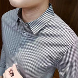 Spring Autumn New Fashion Turn-down Collar Long Sleeve Plaid Blouse Men's Clothing Slim All-match Korean Trend Simplicity Shirts