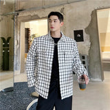 Autumn Winter Men's Fashion Plaid Jacket Coat Turn-down Collar Buttons Woolen Thick Outerwear Clothing Chic Check Shacket Man