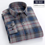 New in shirt high-quality plus size 100%cotton sanding long-sleeve shirts for men casual shirt plaid tops single pocket clothes