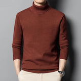 Autumn Winter New Men's High Quality Turtleneck Wool Sweater Solid Color Knit Tight Warm Casual Bottom Pullover Top