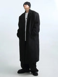 Autumn Winter Long Oversized Warm Soft Black Trench Coat Men with Shoulder Pads Loose Casual Korean Fashion Overcoat