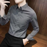 Spring Autumn New Fashion Turn-down Collar Long Sleeve Plaid Blouse Men's Clothing Slim All-match Korean Trend Simplicity Shirts